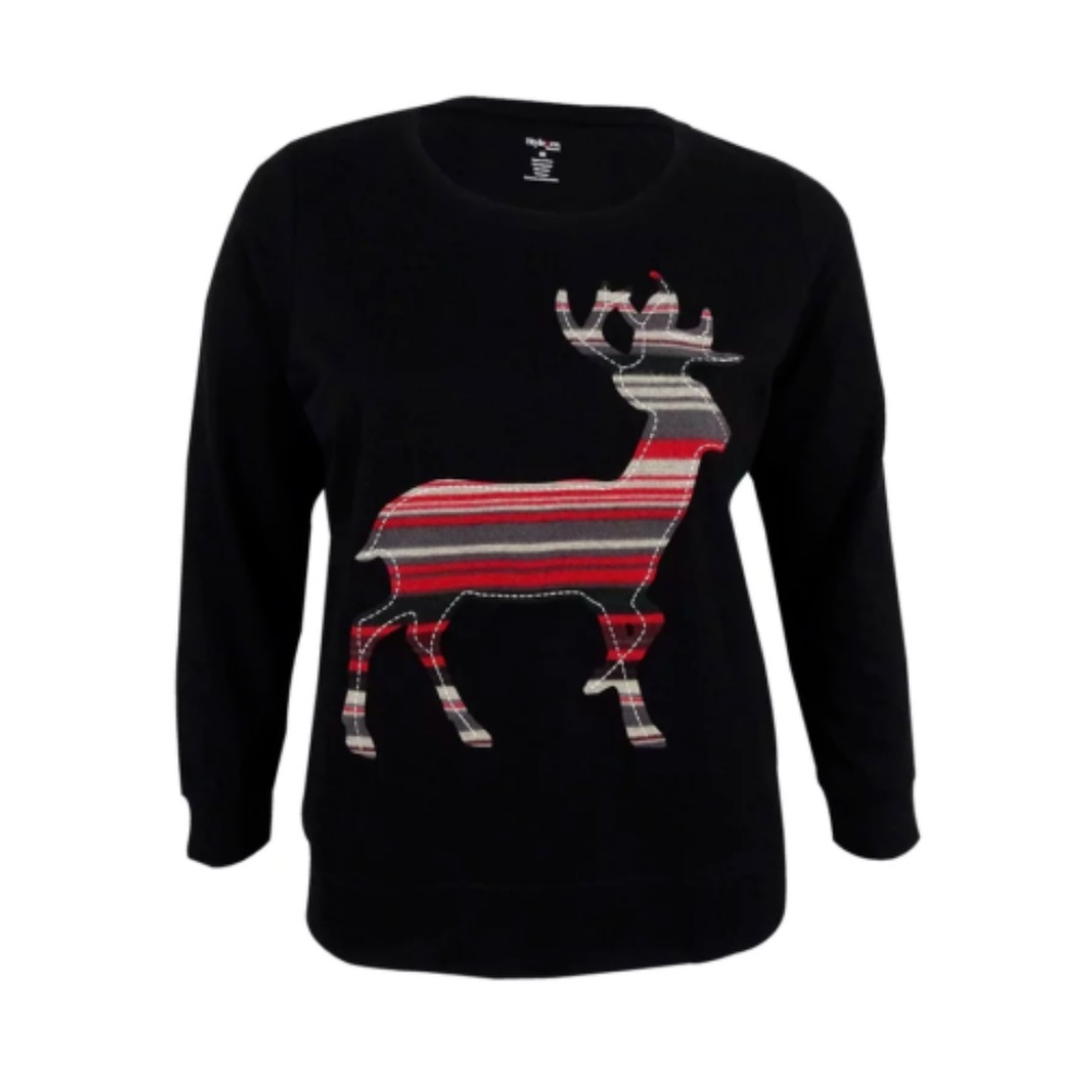 Style&Co Reindeer Sweatshirt, Black